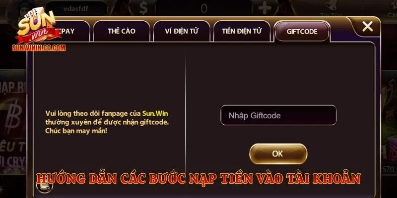 Hướng dẫn các bước nạp tiền vào tài khoản